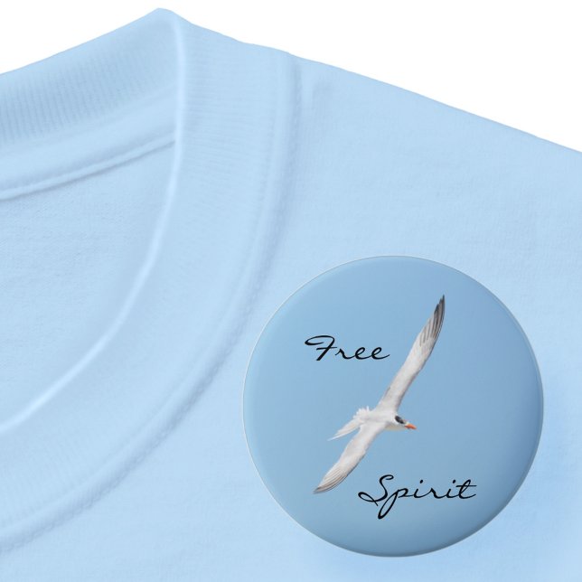 Free Spirit Royal Tern Flying Blue Sky Button (Creator Uploaded)