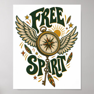 Free Spirit Vintage Winged Compass Wall art