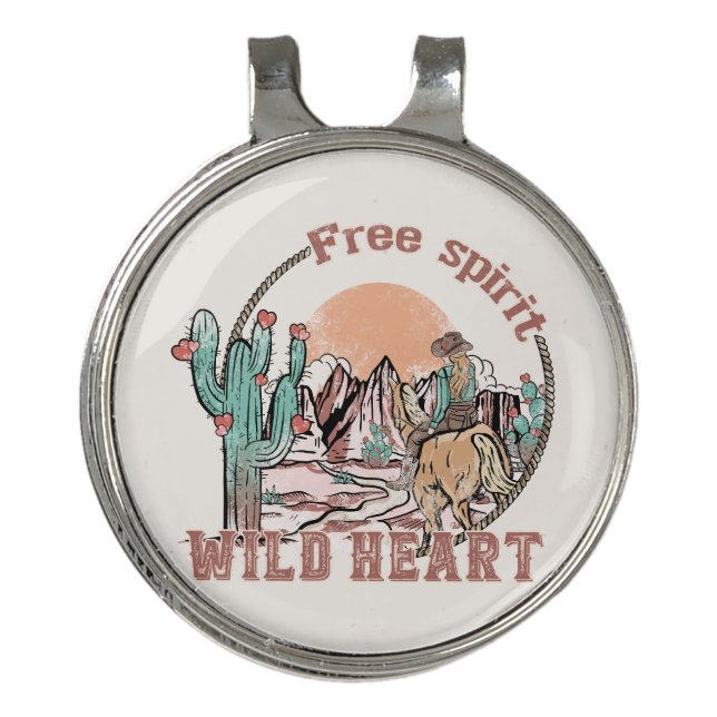 Free Spirit, Wild Heart Golf Hat Clip (Front)