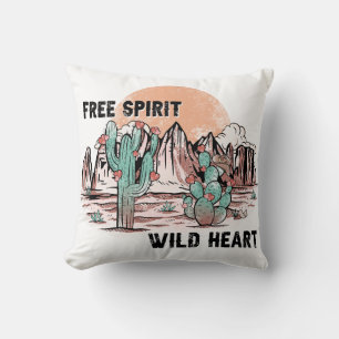 Free Spirit Wild Heart Illustration Throw Pillow