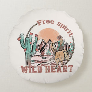 Free Spirit, Wild Heart Round Pillow
