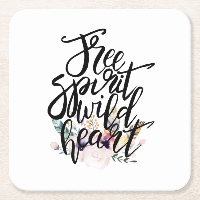 Free Spirit Wild heart Square Paper Coaster (Front)