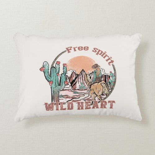 Free Spirit Wild Heart  Western Country Accent Pillow