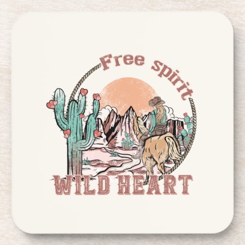 Free Spirit Wild Heart  Western Country Beverage Coaster