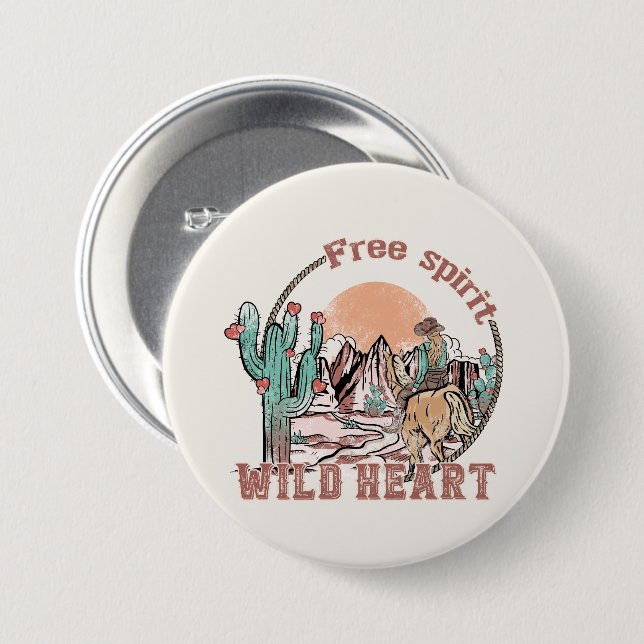 Free Spirit, Wild Heart | Western Country Button (Front & Back)