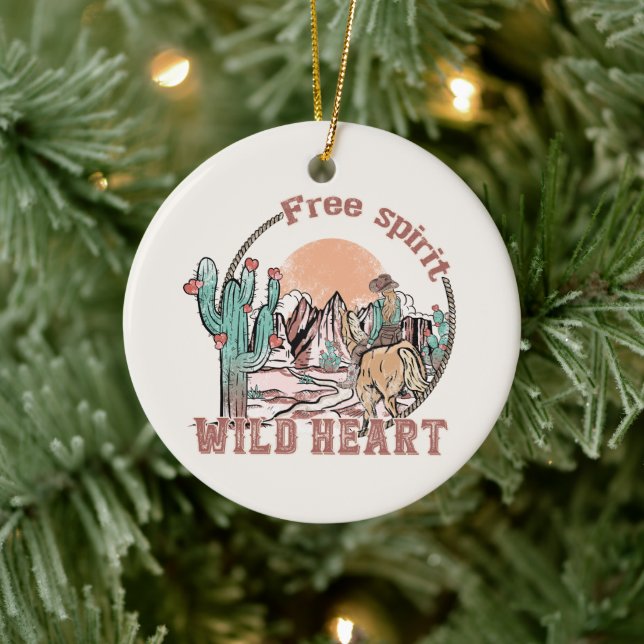 Free Spirit, Wild Heart | Western Country Ceramic Ornament (Tree)
