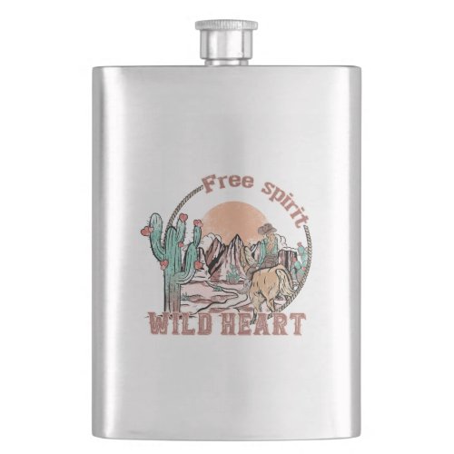 Free Spirit Wild Heart  Western Country Flask