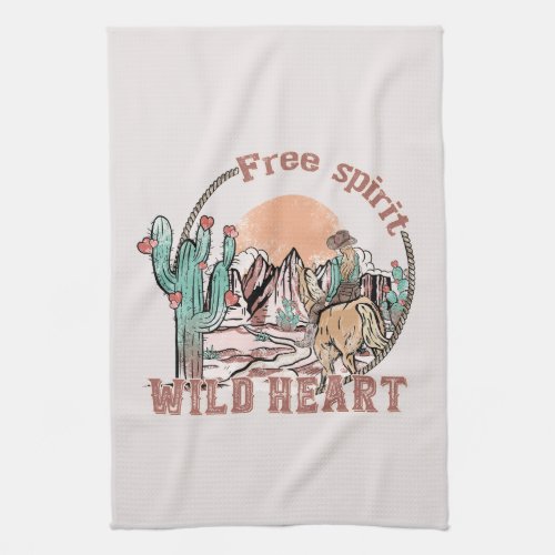 Free Spirit Wild Heart  Western Country Kitchen Towel