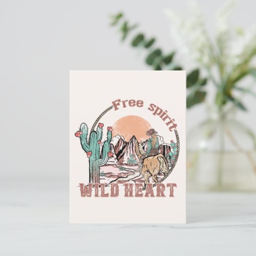 Free Spirit Wild Heart  Western Country Postcard