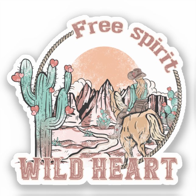Free Spirit, Wild Heart | Western Country Sticker (Front)
