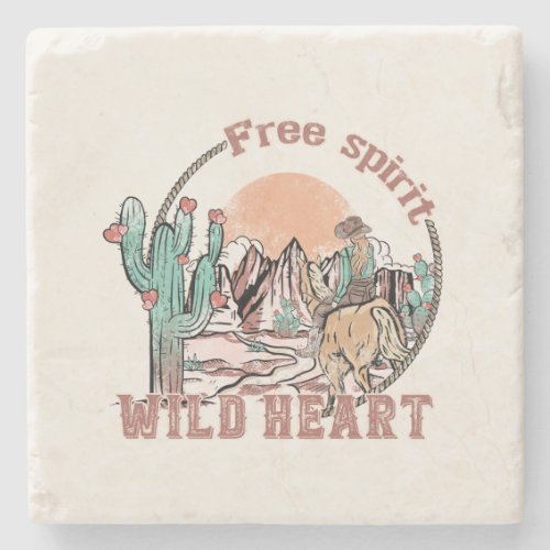 Free Spirit Wild Heart  Western Country Stone Coaster
