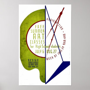 Free Summer Art Classes - Vintage Old WPA Poster