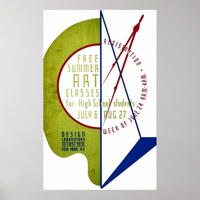 Free Summer Art Classes - WPA Poster - (Front)
