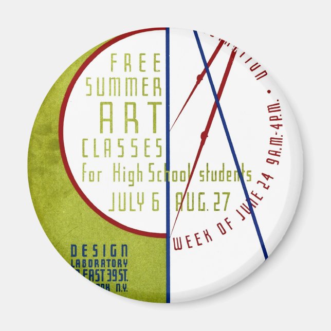 Free Summer Art Classes - WPA Poster - Magnet (Front)
