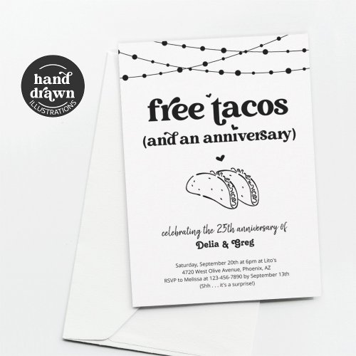 Free Taco Funny Anniversary Party Invitation