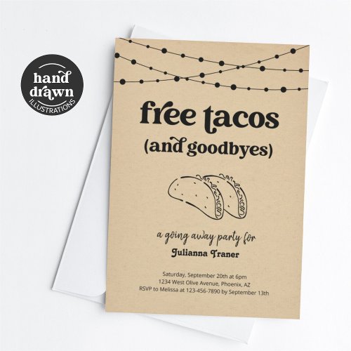 Free Taco Funny Going Away Party Invitation