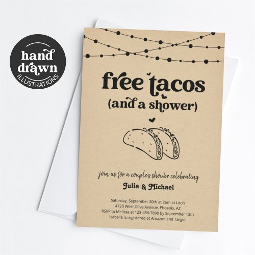 Free Tacos Funny Couples Shower Invitation