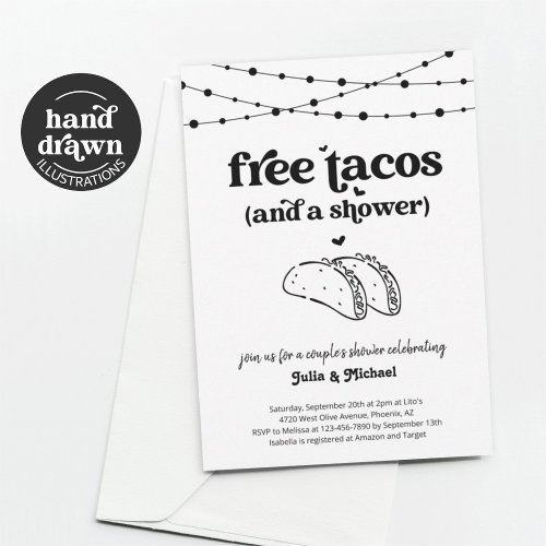 Free Tacos Funny Couples Shower Invitation