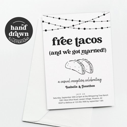 Free Tacos Funny Reception Only Invitation