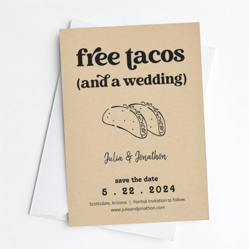 Free Tacos Funny Save the Date Card