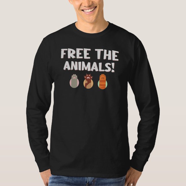 Free The Animals Welfare Vegan Protest Veggie 1 T-Shirt (Front)