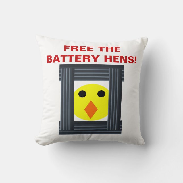 Free the Battery Hens Pillow (Front)