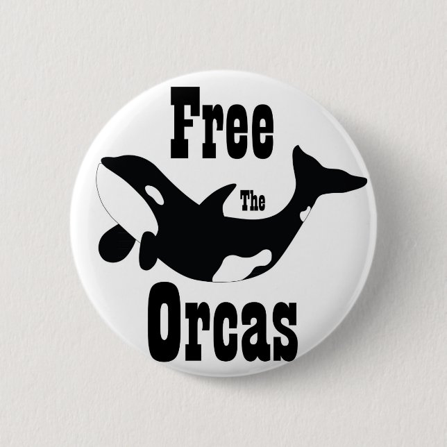 Free The Orcas Pinback Button (Front)