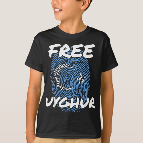 Free The Uyghurs Free Uyghur Uyghur Flag Save Uygh T_Shirt