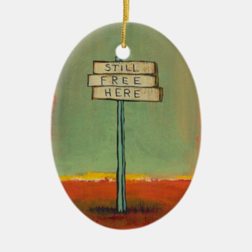 Free thinker libertarian freedom sign painting art ceramic ornament