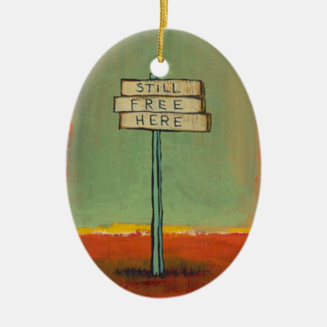 Free thinker libertarian freedom sign painting art ceramic ornament (Front)