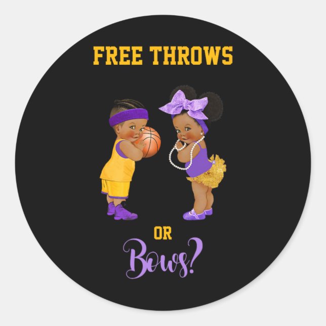 Free Throws or Bows Basketball Ba1 Classic Round Sticker (Front)