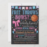 Free Throws or Bows Gender Reveal Invitation