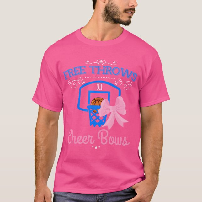 Free Throws Or Cheer Bows Gender Reveal Party Supp T-Shirt (Front)