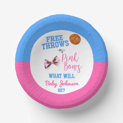 Free Throws or Pink Bows Basketball Gender Reveal Paper Bowls