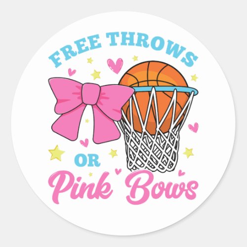 Free Throws or Pink Bows Classic Round Sticker