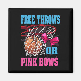 Free Throws Or Pink Bows  Gender Reveal Basketball Magnet