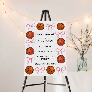 Free Throws or Pink Bows gender reveal party Foam Board