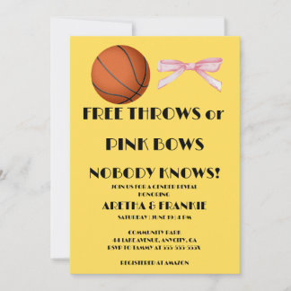 Free Throws or Pink Bows Gender Reveal Party Invitation