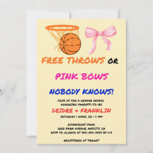 Free Throws or Pink Bows Gender Reveal Party Invitation