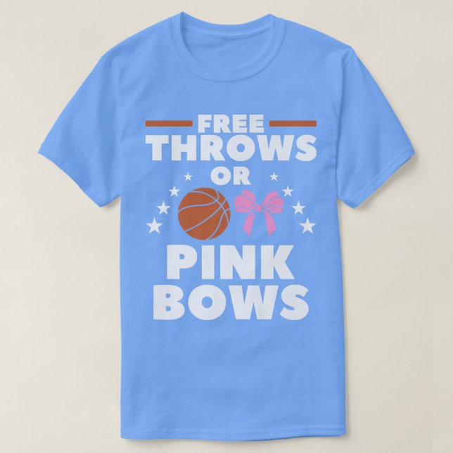 Free Throws Or Pink Bows Gender Reveal Pregnancy  T-Shirt (Design Front)