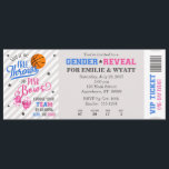 Free Throws or Pink Bows Gender Reveal Ticket Invitation<br><div class="desc">Ticket Style Invitation for a gender reveal party,  featuring a neutral gray color scheme with pops of pink and blue.   Simply enter your text details to personalize.  Any questions?  Send me a message.</div>