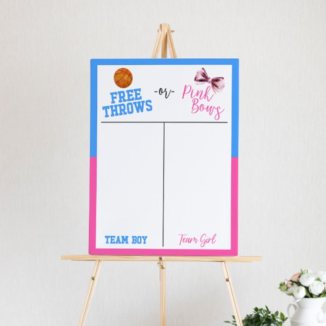 Free Throws or Pink Bows Gender Reveal Voting Foam Board (Creator Uploaded)