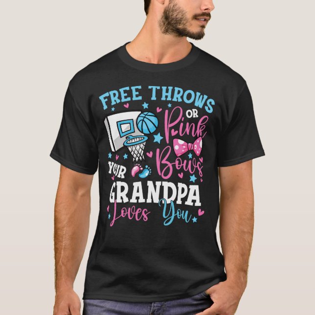 Free Throws Or Pink Bows Grandpa Loves You Me T-Shirt (Front)