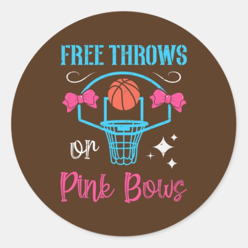 Free Throws Or Pink Bows Pregnancy Shower Classic Round Sticker