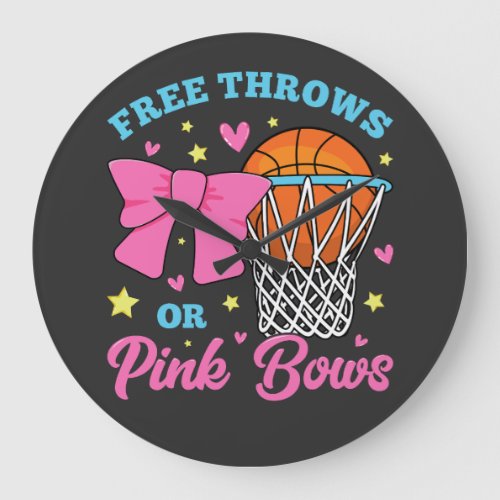 Free Throws or Pink Bows Round Large Clock