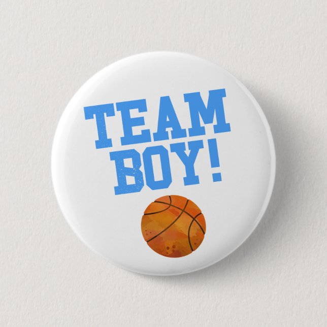 Free Throws Team Boy Gender Reveal Party  Button (Front)