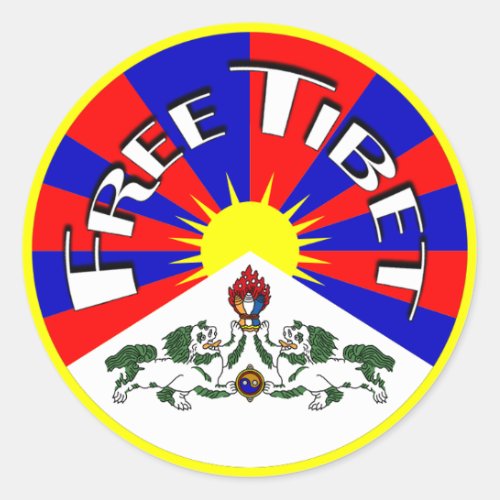 Free Tibet Badge Classic Round Sticker