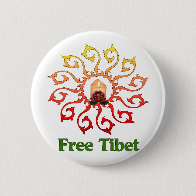 Free Tibet Candle Pinback Button (Front)