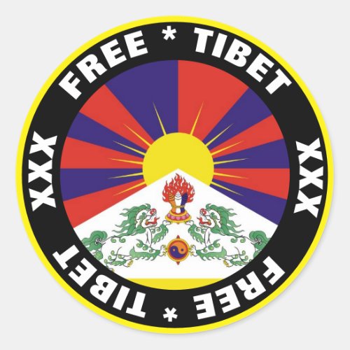 Free Tibet  Flag Classic Round Sticker