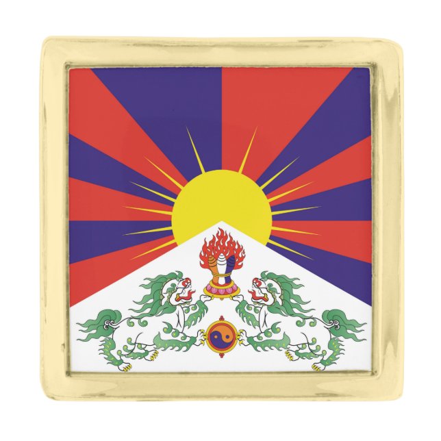 Free Tibet flag Gold Finish Lapel Pin (Front)